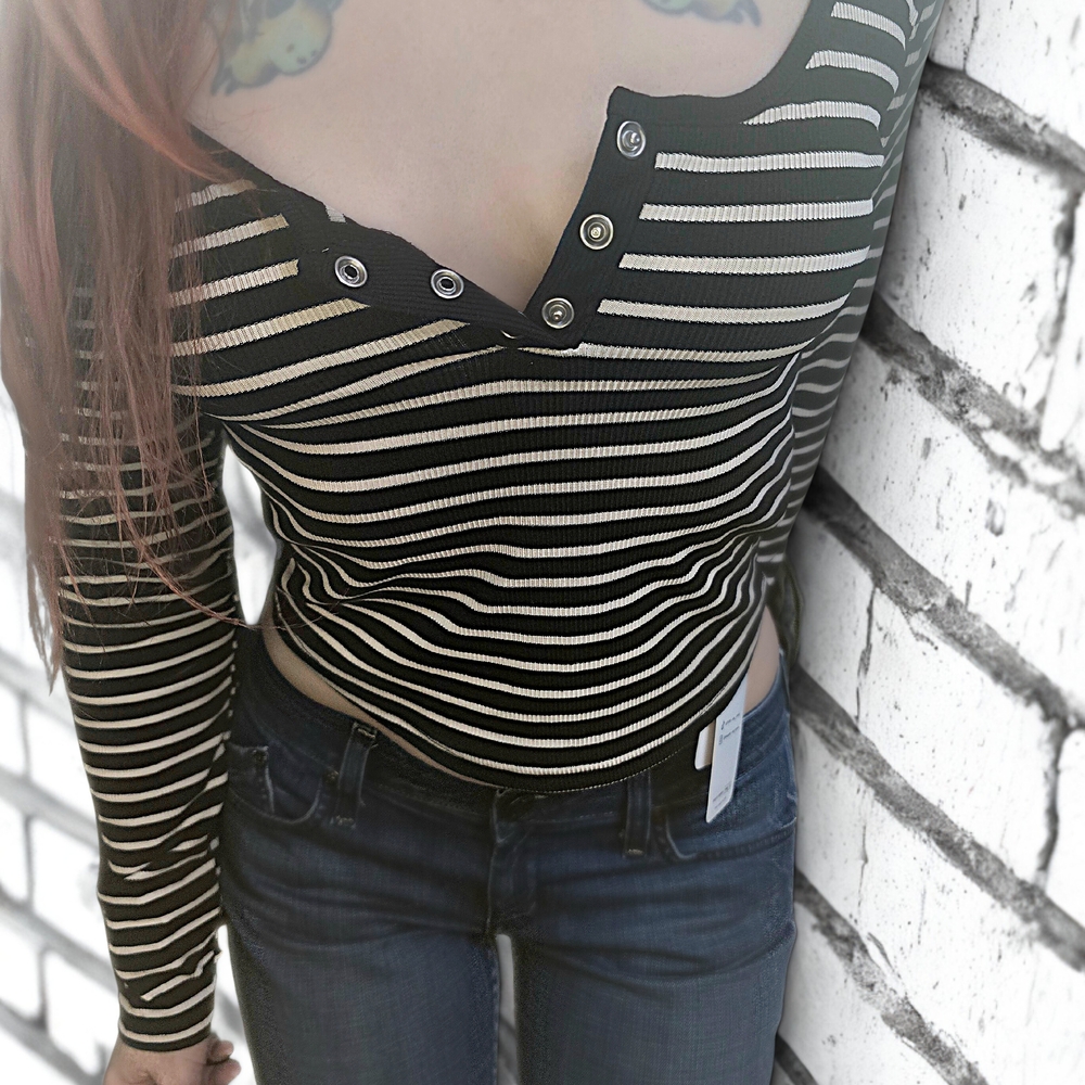 Striped Black and White Women's Top